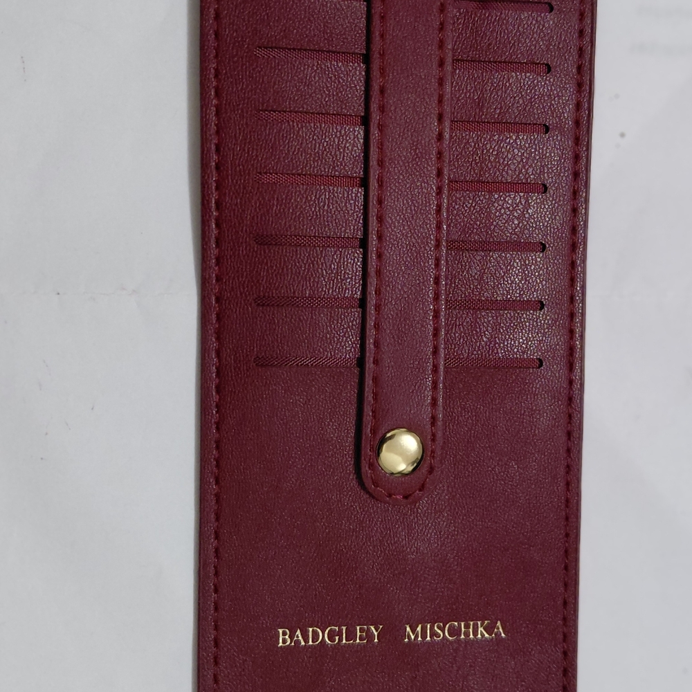 Badgley Mischka Red Leather Card Holder
